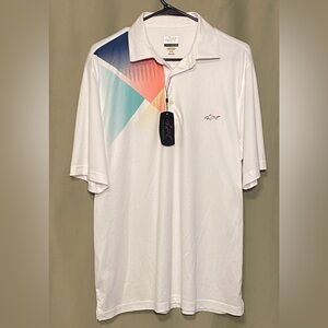 Greg Norman Classic Collection Golf Pique Shark Polo ‘Play Dry’  Mens size M NWT